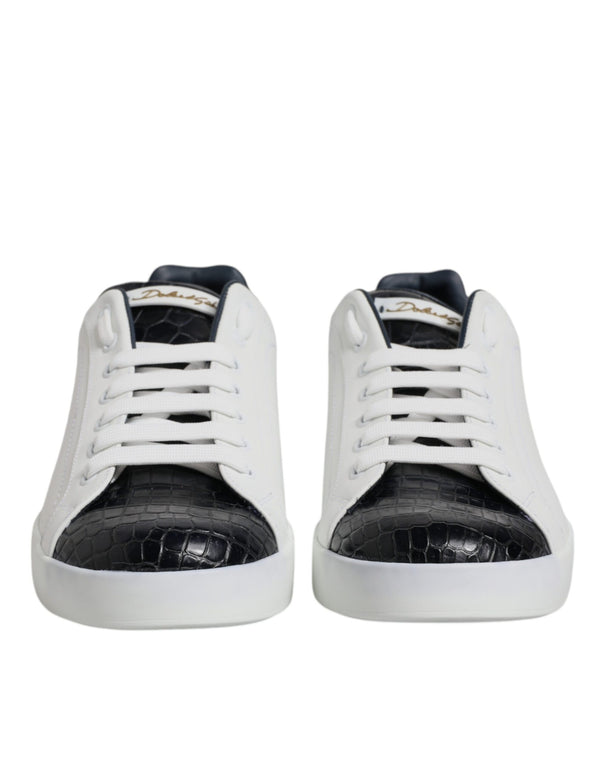 Weiß Schwarz Leder Portofino Sneaker Schuhe