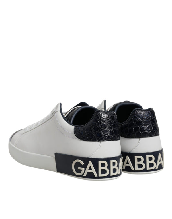 Weiß Schwarz Leder Portofino Sneaker Schuhe