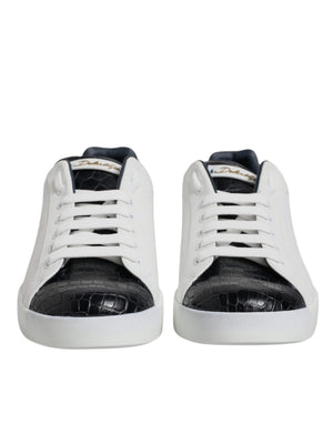 Weiß Schwarz Leder Portofino Sneaker Schuhe