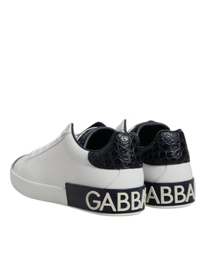 Weiß Schwarz Leder Portofino Sneaker Schuhe