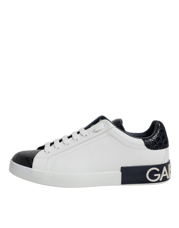 Weiß Schwarz Leder Portofino Sneaker Schuhe