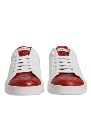 Weiß Rot Leder Portofino Männer Sneaker Schuhe