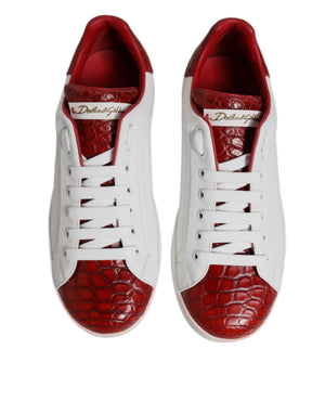 Weiß Rot Leder Portofino Männer Sneaker Schuhe