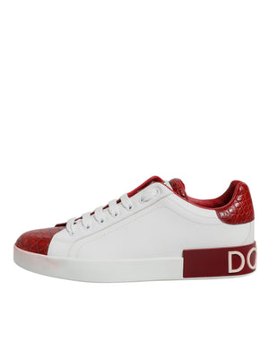 Weiß Rot Leder Portofino Männer Sneaker Schuhe