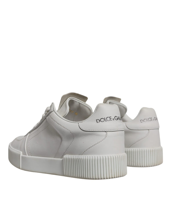 Weiß Miami Leder Low Top Turnschuhe Schuhe