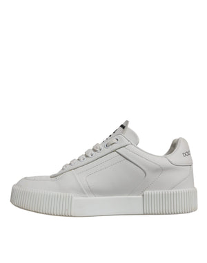 Weiß Miami Leder Low Top Turnschuhe Schuhe