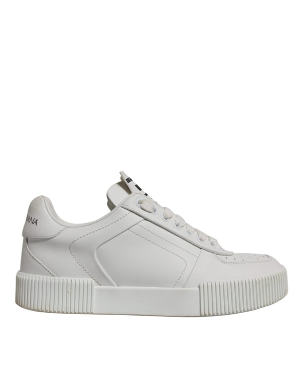 Weiß Miami Leder Low Top Turnschuhe Schuhe