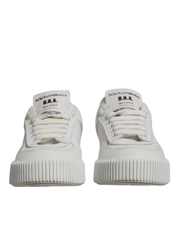 Weiß Miami Leder Low Top Turnschuhe Schuhe