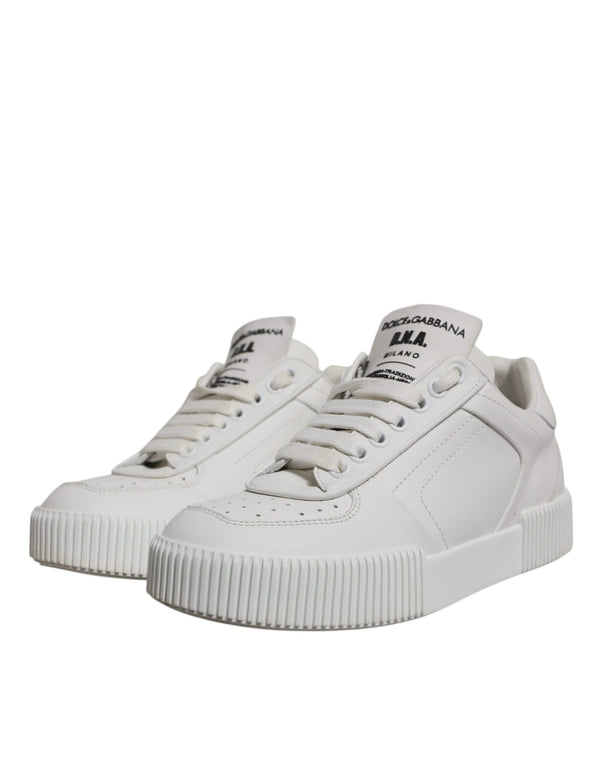 Weiß Miami Leder Low Top Turnschuhe Schuhe