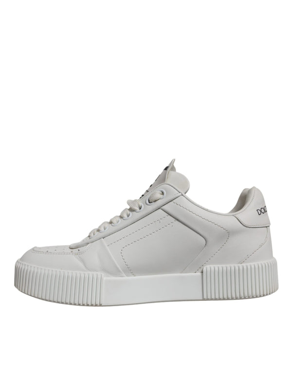 Weiß Miami Leder Low Top Turnschuhe Schuhe