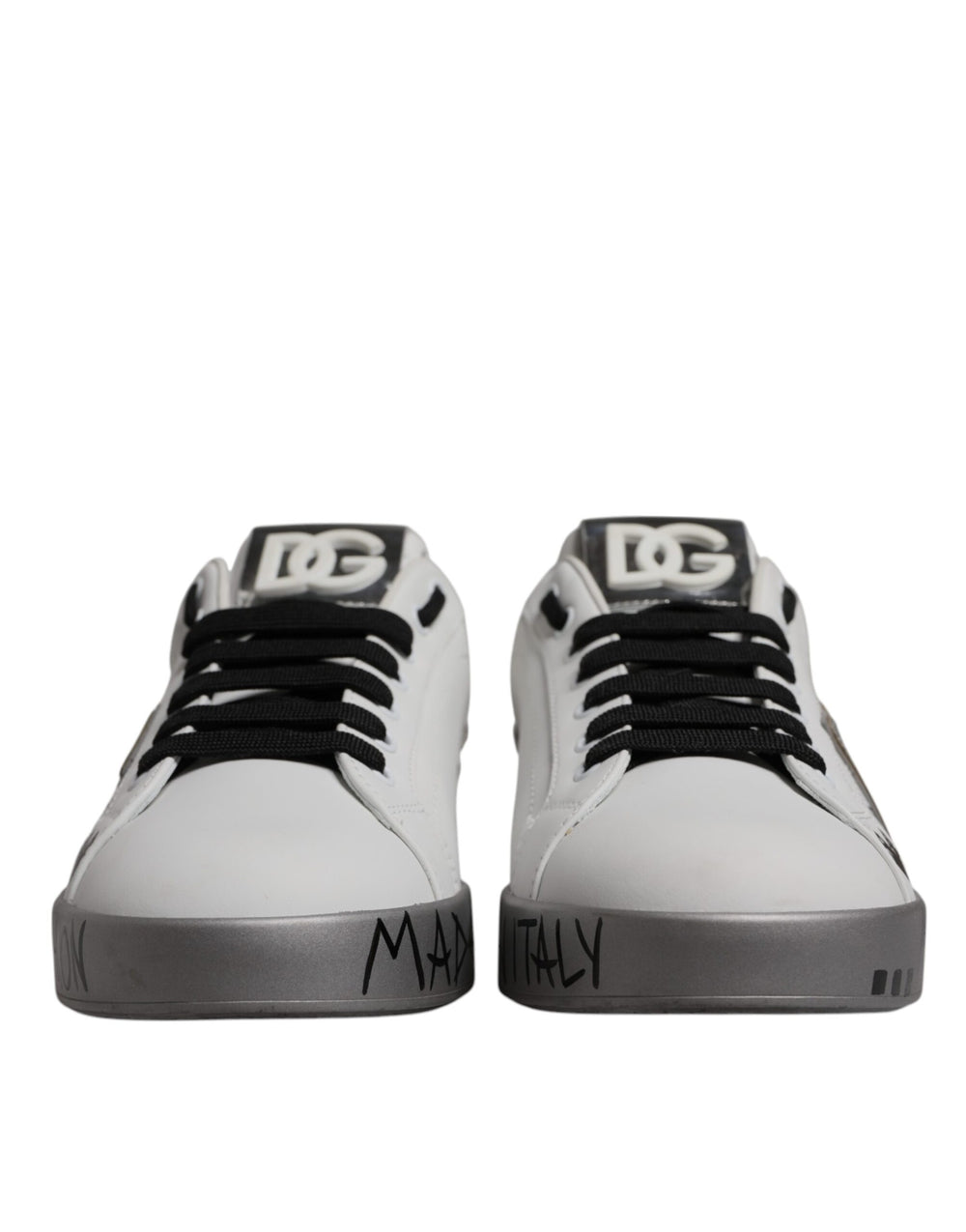 Weiß Silber Kristall Logo Portofino Turnschuhe Schuhe