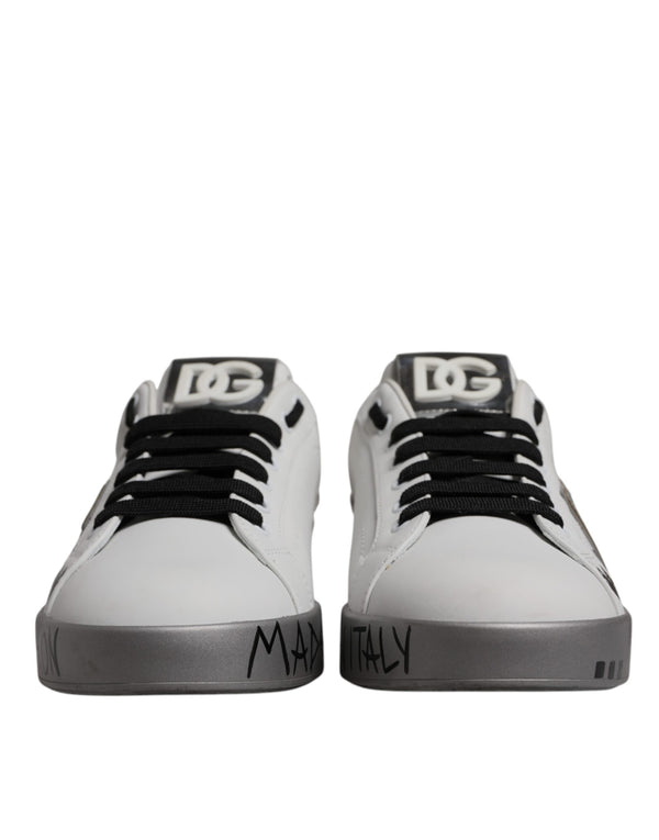 Weiß Silber Kristall Logo Portofino Turnschuhe Schuhe