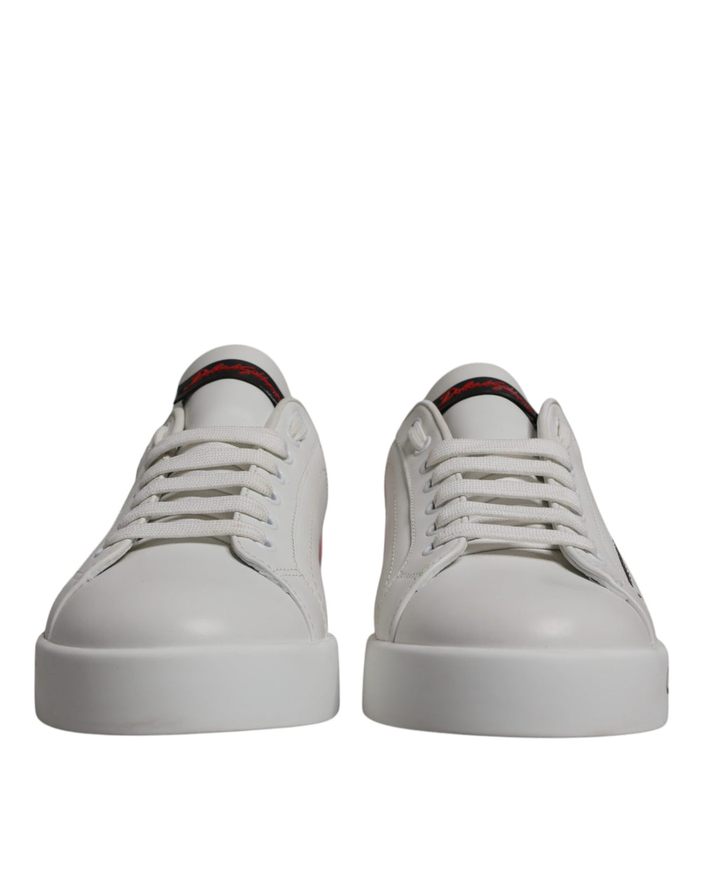Weiß Rot Leder Logo Low Top Sneakers Schuhe