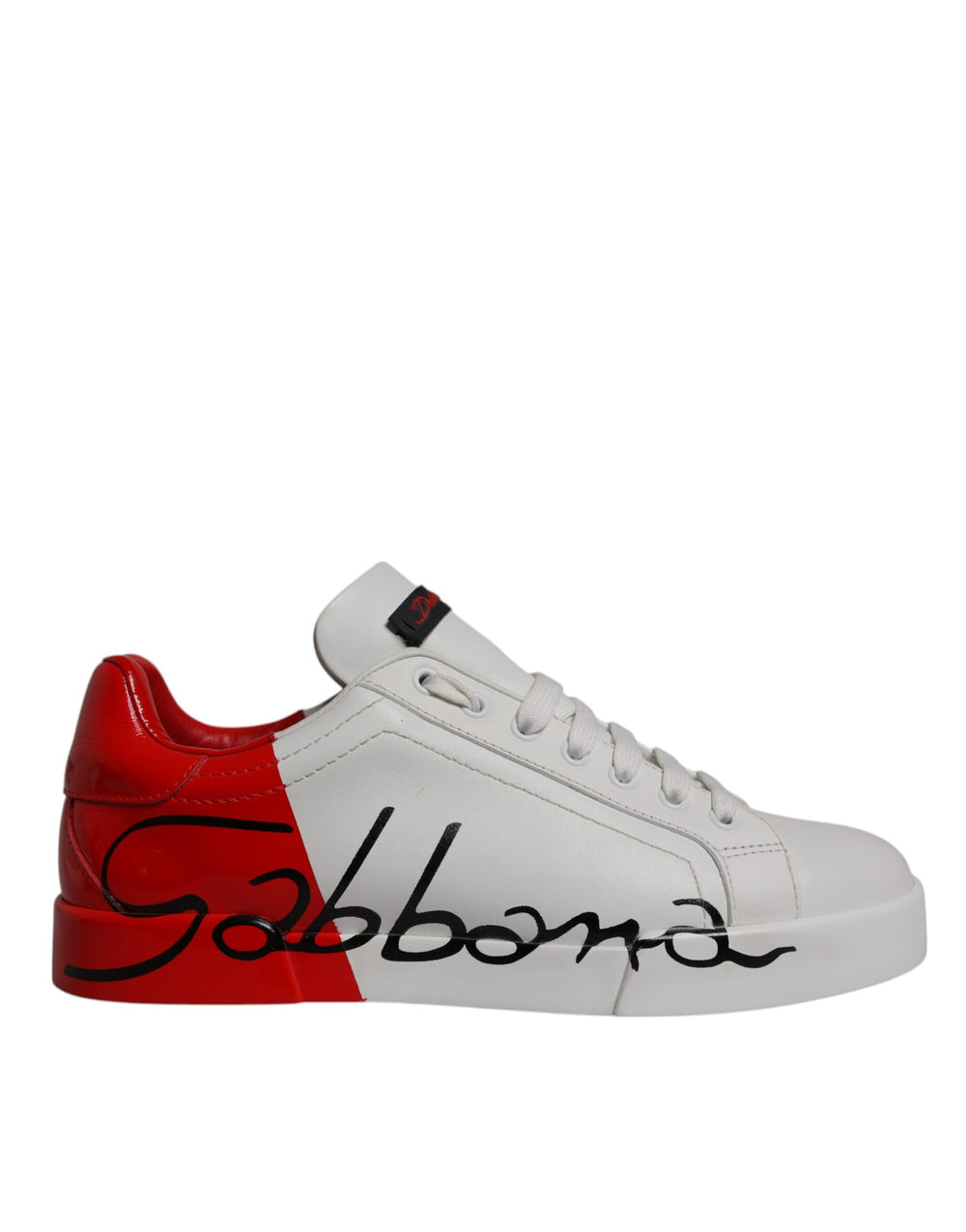 Weiß Rot Leder Logo Low Top Sneakers Schuhe