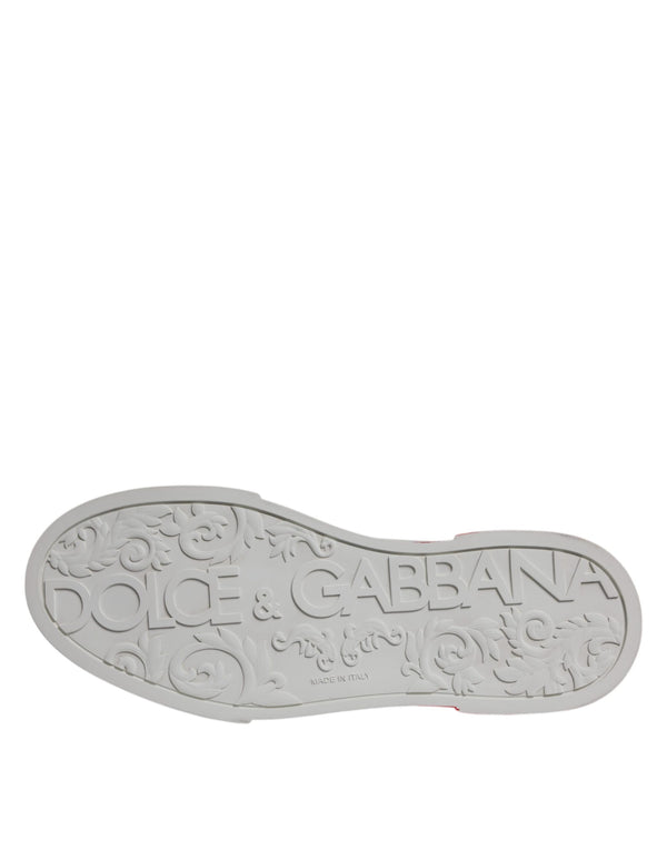 Weiß Rot Leder Logo Low Top Sneakers Schuhe