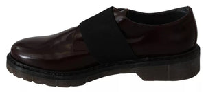 Dunkelbraune Lederschuhe mit elastischem Riemen