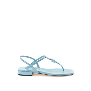 Blaue Lackleder-Flip-Flops