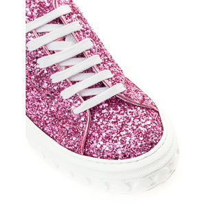 Fuchsia Elegance Leder Turnschuhe