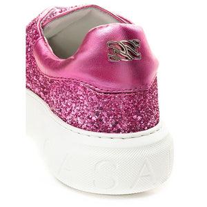 Fuchsia Elegance Leder Turnschuhe