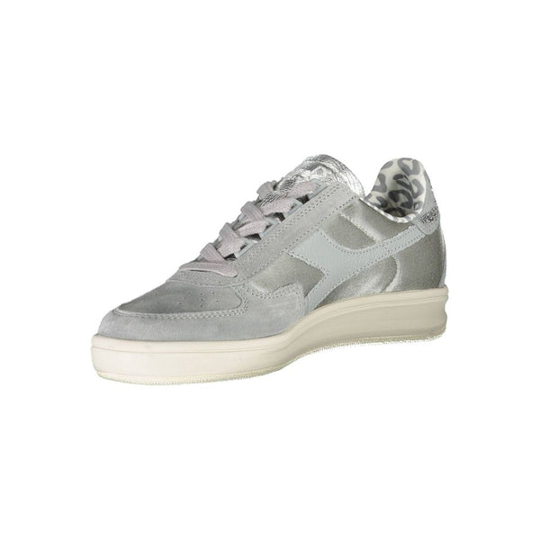 Graue Leder Damen Sneaker