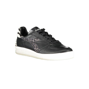 Schwarzes Leder Damen Sneaker