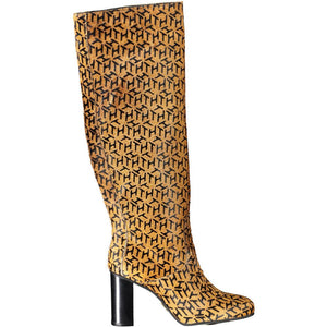 Beige Leder Damen Stiefel