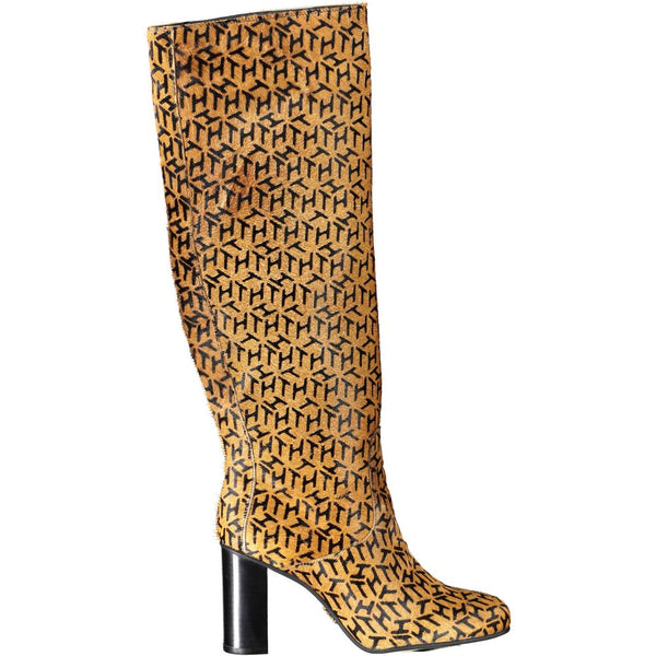 Beige Leder Damen Stiefel