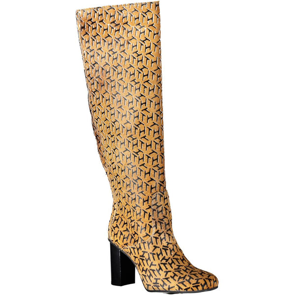 Beige Leder Damen Stiefel
