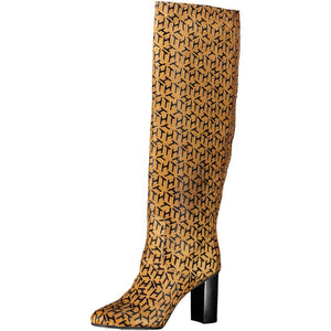 Beige Leder Damen Stiefel