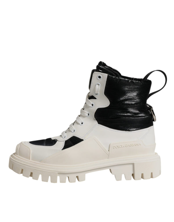 Weiße gepolsterte Mid Calf Lace Up Stiefel Schuhe