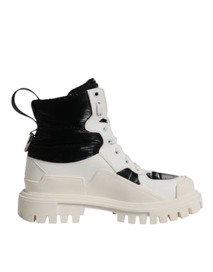 Weiße gepolsterte Mid Calf Lace Up Stiefel Schuhe