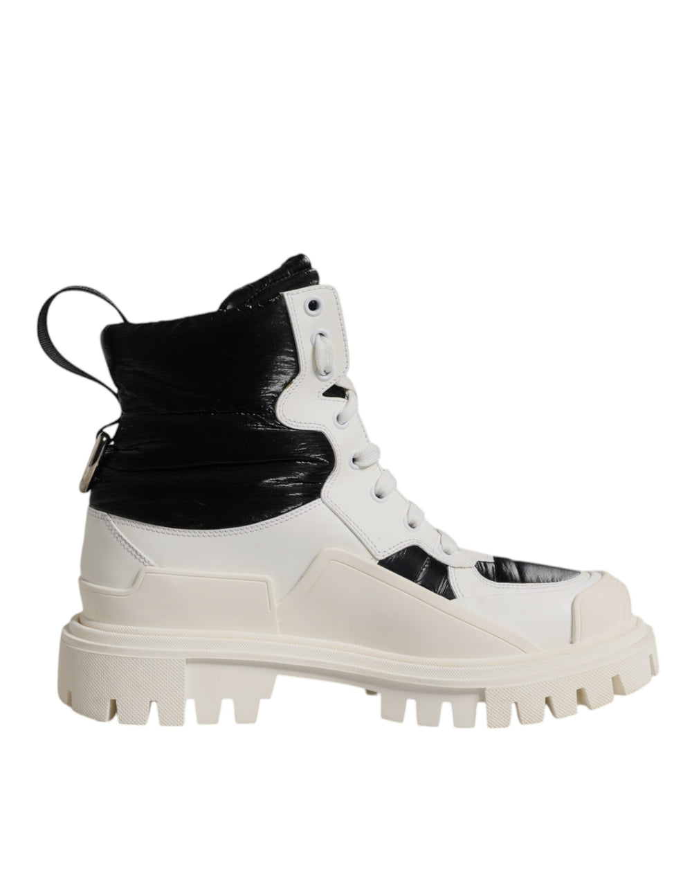 Weiße gepolsterte Mid Calf Lace Up Stiefel Schuhe