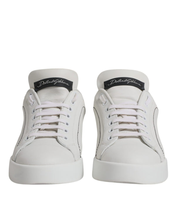 Weiß Schwarz Leder Low Top Sneakers Schuhe
