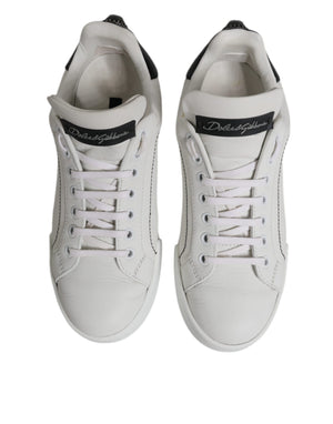 Weiß Schwarz Leder Low Top Sneakers Schuhe