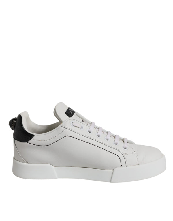 Weiß Schwarz Leder Low Top Sneakers Schuhe