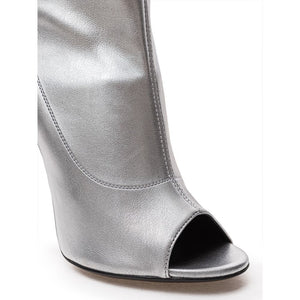Graue Leder-Stiefeletten