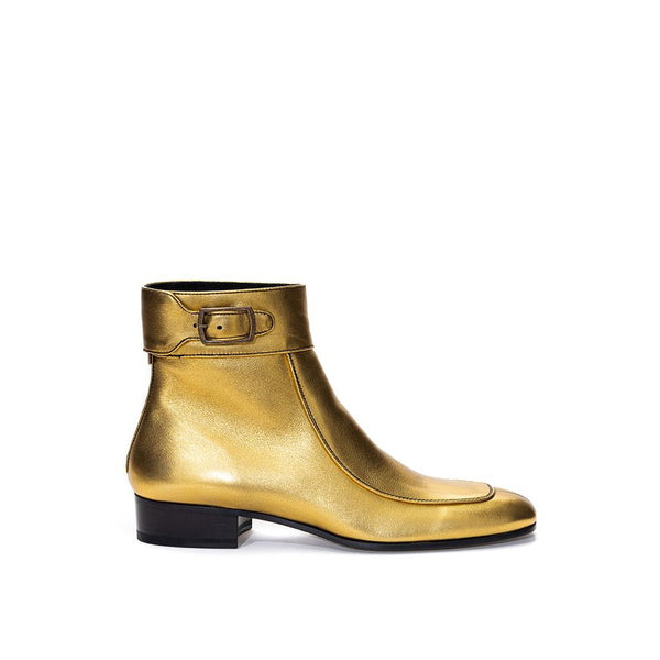 Goldene Leder-Stiefeletten