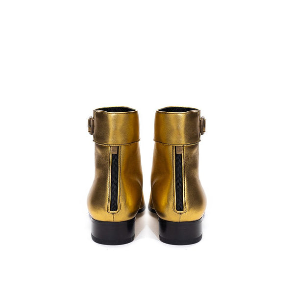 Goldene Leder-Stiefeletten