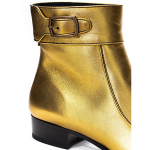 Goldene Leder-Stiefeletten