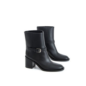 Schwarze Leder-Stiefeletten