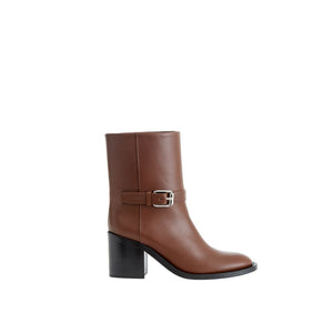 Braune Leder-Knöchelstiefel
