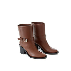 Braune Leder-Knöchelstiefel