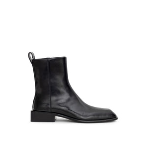 Schwarze Leder-Stiefeletten
