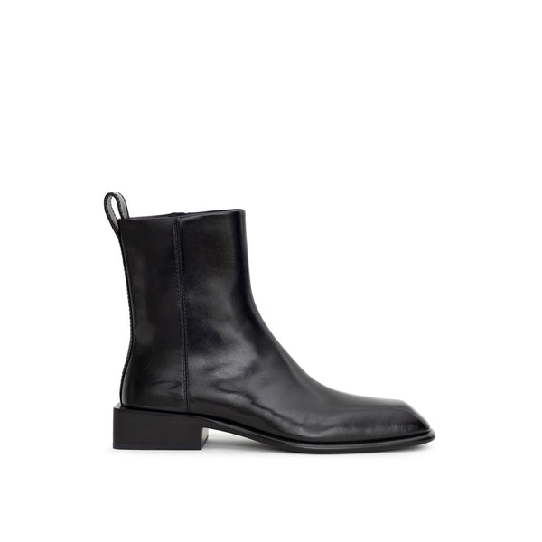 Schwarze Leder-Stiefeletten