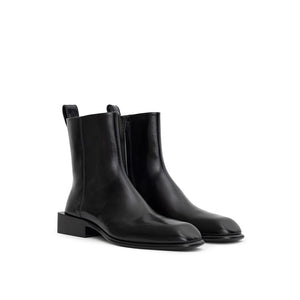 Schwarze Leder-Stiefeletten