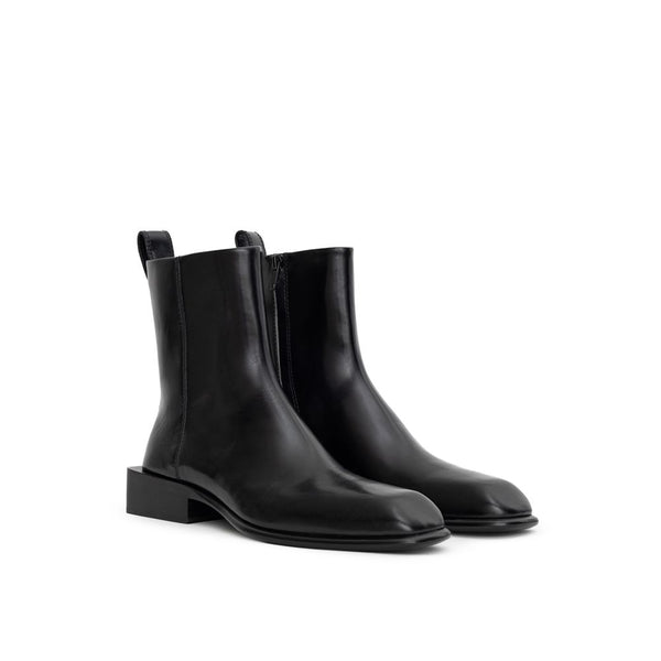 Schwarze Leder-Stiefeletten