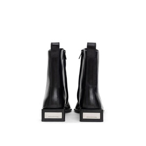 Schwarze Leder-Stiefeletten
