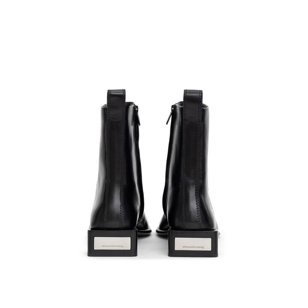 Schwarze Leder-Stiefeletten