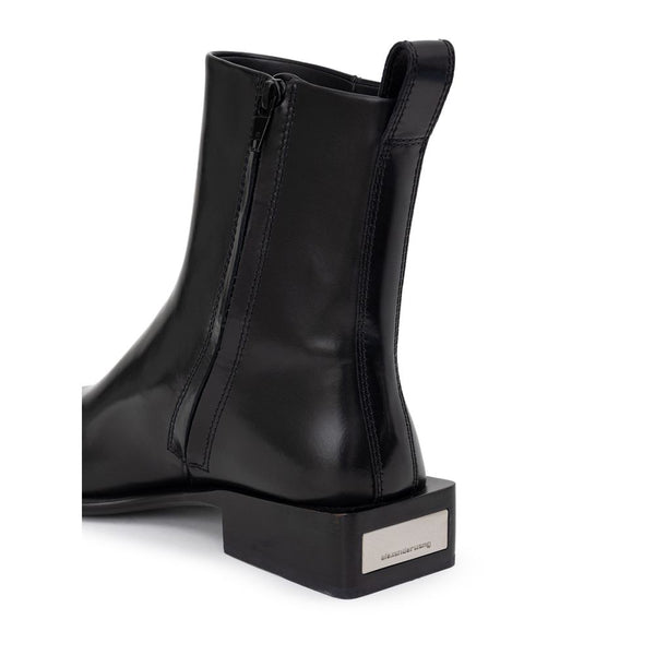 Schwarze Leder-Stiefeletten