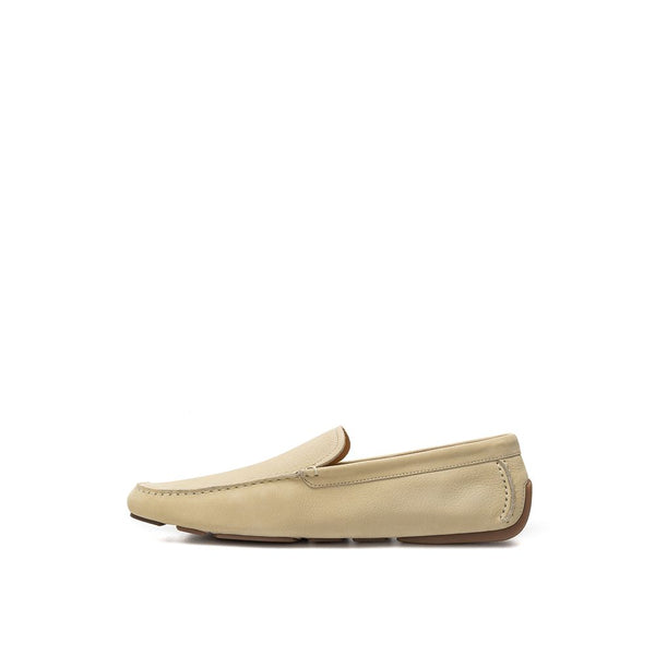 Beige Leder Mokassin